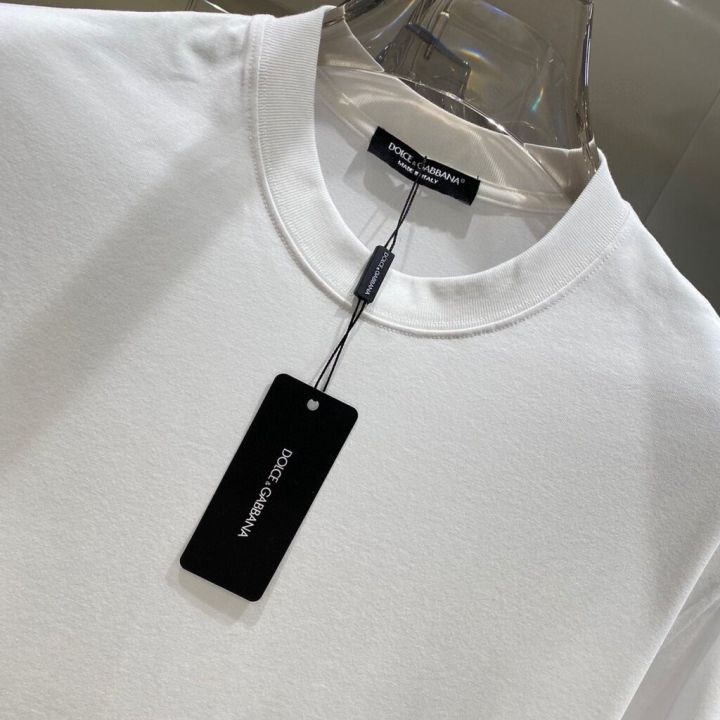 【ETOP】T-shirt for Men and Women 23 New Street Brand Loose DG Side Letter Printed Cotton Joker Short-sleeved T-shirt with Three Marks Complete.