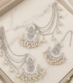 Artificial Pearl Golden Ear Rings With Tika With Beautyfull Bahubali Pearl Sahara Long Lasting Polish For Beautyfull Girl Artical 54374311. 