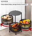 Kitchen Vegetable and fruit 3 Tier 3 layer Round Basket Rotating Rack Moveable Organizer trolley - Kitchen Storage savior by FB traders. 