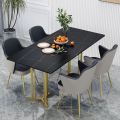 Modern Dining Table Dining  White and Black Marble Effect Sheet Rectangle Shape Dining Gold Finishing. 