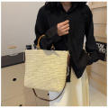 Straw Handbag Casual Multicolor Woven Tote Bag Retro Striped Shoulder Bag for Beach Holiday Commute Women. 