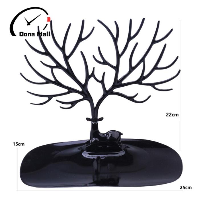 OonaMall Antler Jewelry Holder Rustic Deer Antler Jewelry Organizer Stand with Tray Necklace Bracelet Earring Holder for Bedroom Decor Perfect Gift for Her Decorative Jewelry Rack