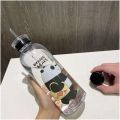 We Bare Bear Frosted Water Bottle – 1000ml Cute Panda Bear Cup for Milk & Juice – Transparent Plastic Cartoon Waterbottle with Straw – Cute Water Bottle for Student Girl Gift – Frosted Bear Cup for School, Travel, or Daily Use. 