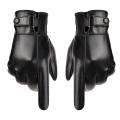 Gloves Men Winter PU Leather Gloves Button Warm Mittens Luxurious PU Leather Driving Men's Gloves. 