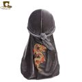 Fashion Velvet China Dragon Pattern Durag Breathable Bandana Long Tail Headwrap Women And Men Solid Color Hip Hop Turban. 