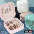 Leather Jewellery Organizer Box with Zipper | Ear Rings & Necklace_Bracelets Holder | Small Jewelry Box Vanity Hanger Stand Velvet. 