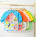 Full Sleeves Feeding Bib Apron for Babies Washable Waterproof Reusable Non Messy Easy Cleaning Quick Dry, No Bad Odour, Adjustable Neckline For Kids, Toddler - 1Pc. 