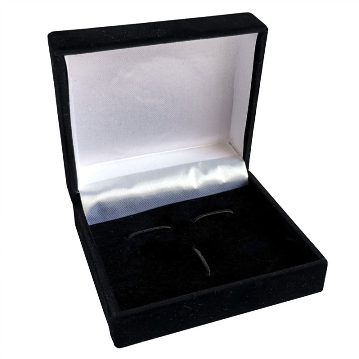 Wholesale Black Velvet Cufflinks Gift Box Men Shirt Cufflinks Gemelos Carrying Case Cuff Link Tie Clip Boxes 70x80mm