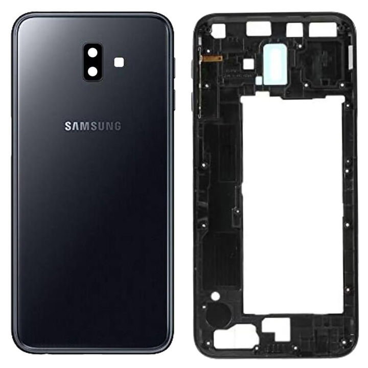 Samsung Galaxy J6 Plus Middle Frame Housing With Side Button and Camera Lens Complete Body Casing Replacement For Galaxy J6 Plus - Black