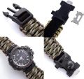 Waterproof Military Tactical Paracord Watch Multifunction Outdoor Survival Watch for Men Sport Wrist Watches with Compass Thermometer. 