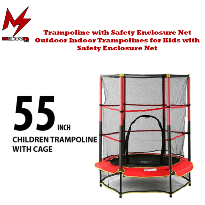 55-Inch Trampoline with Safety Net – Outdoor Fitness, Kids Jumping ...