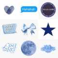 25pcs BLUE AESTHETIC sticker pack based on the color navy blue and light blue Pinterest miffy popular trending cute cool designs best for journalling skateboards. 