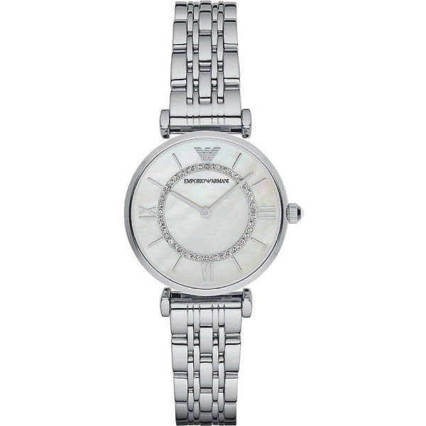 Emporio Armani Silver Stainless Steel Mother Of Pearl Dial Quartz Watch for Ladies - AR1908