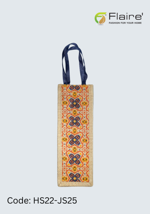 Jute Single Bottle Cover Carrier Bag Laminated Interior Soft Handles Eco Friendly Reusable  Flaire