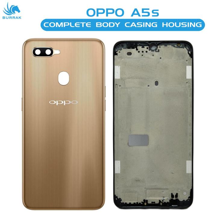 Oppo A5s Housing Middle Frame With Side Button and Camera Lens Complete Body Casing Replacement For A5s - Golden
