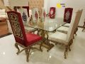 Golden Oak Glass dining table - 8 seater. 