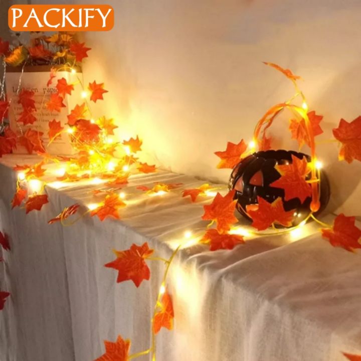 PACKIFY Artificial Plant Maple Leaves bail with Fairy Lights Battery Operated - LED Artificial Leaf Bail Lights for room decoration wall Hanging