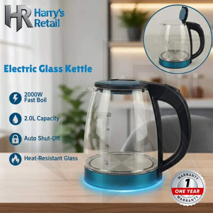 Glass Kettle – 2L Electric Glass Kettle – High-Speed Stainless Steel ...