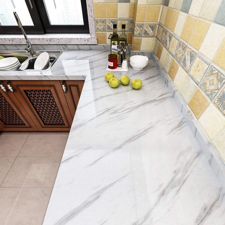 60x200cm Wall Paper Waterproof Heat Resistant Self Adhesive Anti Oil Kitchen Wallpaper Marble Sheet for Kitchen