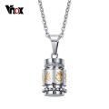 Vnox Cool Rotatable Mantra Necklaces & Pendants Stainless Steel Prayer Necklace Men Jewelry Free Chain 20". 