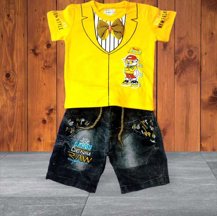 Imported Kids Clothes Summer Collection, Export Quality T-shirt And Jeans Short Pants For Kids Baby Boys