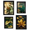 Picture Frames Large Size Set of 4 Frames Black Color Photo Frames With Front Glass and Classy Design Artwork Included. 