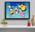 Doraemon cartoon Hanging Glass Photo Frame in Premium Glossy Photo Paper A4 8x12” size for Home Decor and Decoration Accessories. 