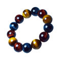 14mm Colorful Tiger Eye Stone Bracelet for Women Natural Multicolor. 