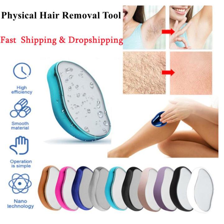 Hair Removal Painless Physical Manual Epilator Crystal Hair Eraser Nano Glass Hair Removal Washable Portable Hair Removal Device Beauty Tool Hair Eraser Stone for Man and Women Arms Legs Back Normal Quality
