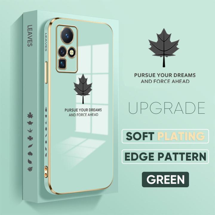 Infinix Zero X Zero X Pro X6810 X6811 X6811B Maple Leaf Square Edge Pattern Casing Plated Phone Shell Luxury Plating Soft Phone Case