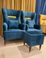 Modern  Branded Sofa ChairOne Seater Fabric Nevy Blue Velvet Colour {{Special Offer Available }}. 