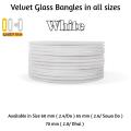 White | 24 pieces/ 2 Dozen velvet glass bangles of all sizes ( do, sawa do , dhai ). 