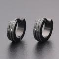 Fashion Frosted Hoop Earrings With Black Stone Cool Earrings Men Stainless Steel Jewelry Women 2020 Trend Earrings For Teens. 
