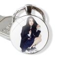Cartoon Design Fashion Creative Kpop IU Girls Glass Cabochon Keychain Pendant Car Key Chains Handmade. 