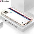 Jizetin (Free Lanyard) for Realme C21Y Back Cover Car Track Luxury 6D Plating Case Side Pattern Soft Silicone Square Mobile Phone Cases. 