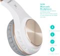 Riwbox Bluetooth Headphones, XBT-80 Foldable Stereo Wireless Bluetooth Headphones Over Ear with Microphone and Volume Control, Wireless and Wired Headphones for PC/Cell Phones/TV/Ipad (White Gold). 
