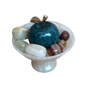 Marble Decorative Item by Vintgold, Onyx Fruits Bowl with Green Apple, Hand Crafted Decorative Onyx Marble Fruit Dish. 