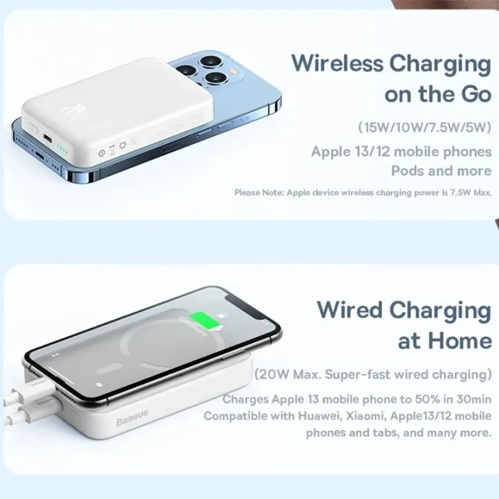 Baseus%20Magnetic%20Power%20Bank,%2010000mAh%20Wireless%20Powerbank%20PD%2020W%20with%20USB-C%20Cable,%20for%20MagSafe,%20for%20iPhone%2016/15/14/13/12%20Series,%20Black/White%20-%20Image%204