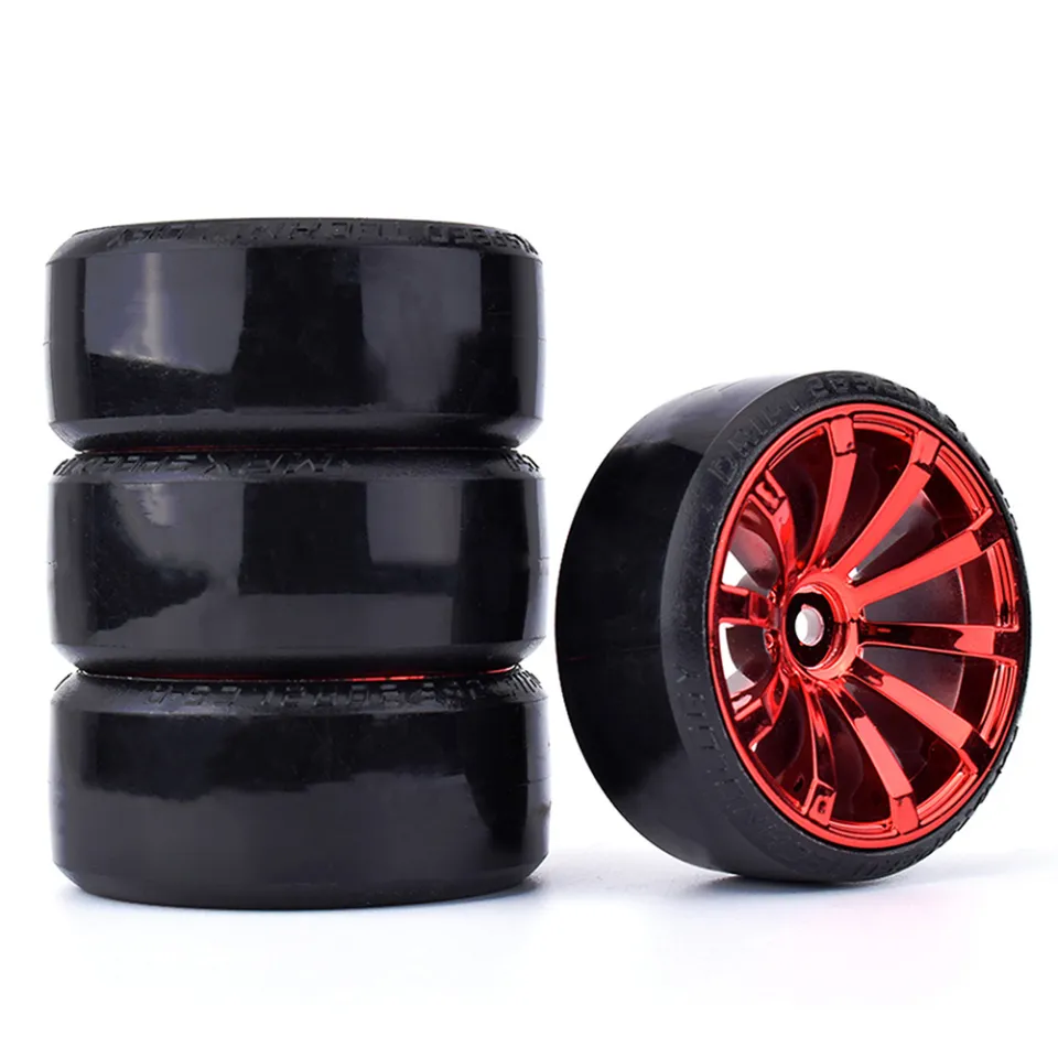 KINGCOO 4x RC Drift Reifen – Harte Reifen & Felgen Für 1/10 On-Road Autos | Passend Für HSP, Tamiya & Mehr