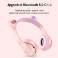 P47 wireless headset HiFi bass Bluetooth headphone cute cat ear earphone stereo foldable audio MP3 adjustable headable music headphone with mic for all smart phones. 