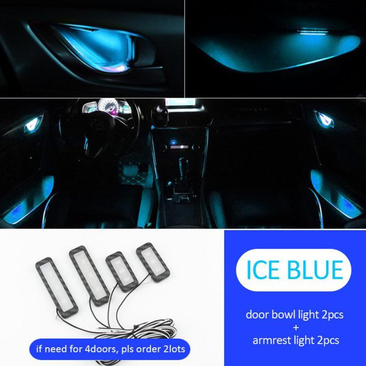 4PCS LED Ambient Light Car Inner Bowl Light Interior Armrest Lights Door Handle Lights Handrail Lights Decorative Lamp Car Light