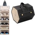 4 | 5 | 6 Slots Leather Sunglasses Case Portable Sunglasses Organizer Travel Eyeglasses Holder Storage for Women Men. 