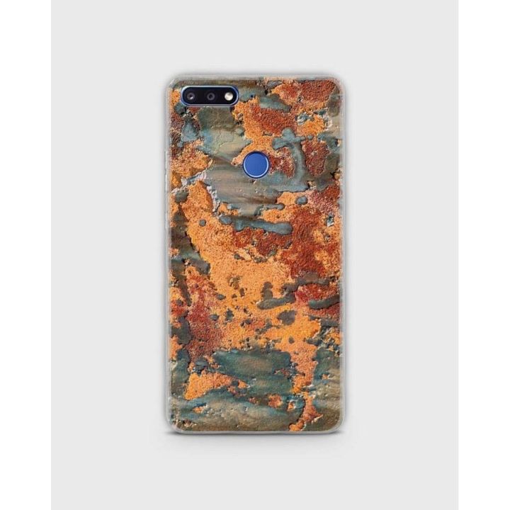Huawei  y7 2018 Cover in Hybrid Soft Case cover Tpu  Orange Paint Style - 1cover2276