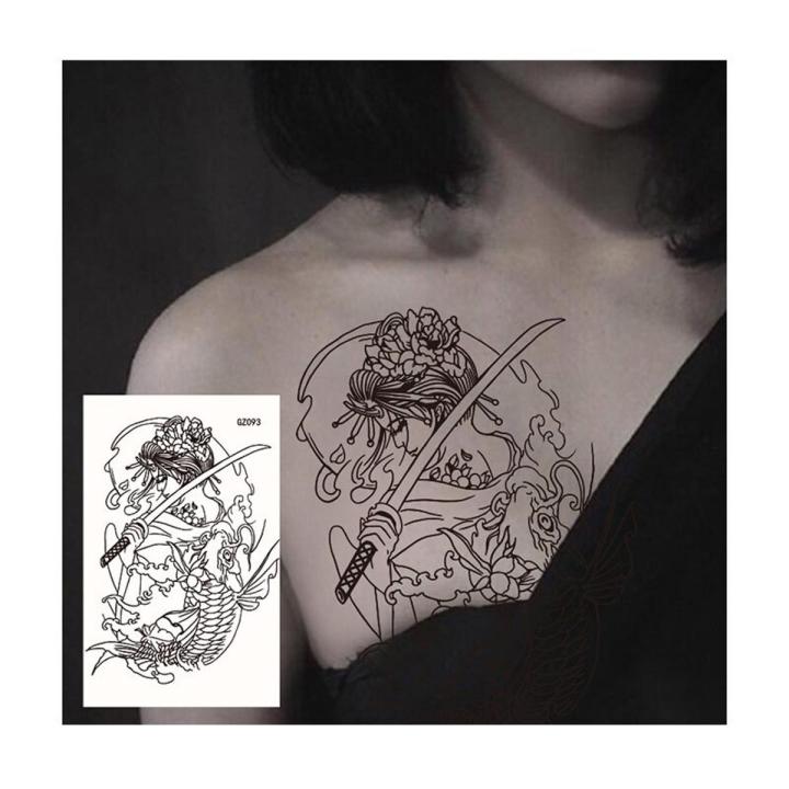 Waterproof Temporary Tattoo Forest Dragon Tattoos Sticker for Makeup Body Art Tattoo Black Big Skull Flower Tatto Men Women