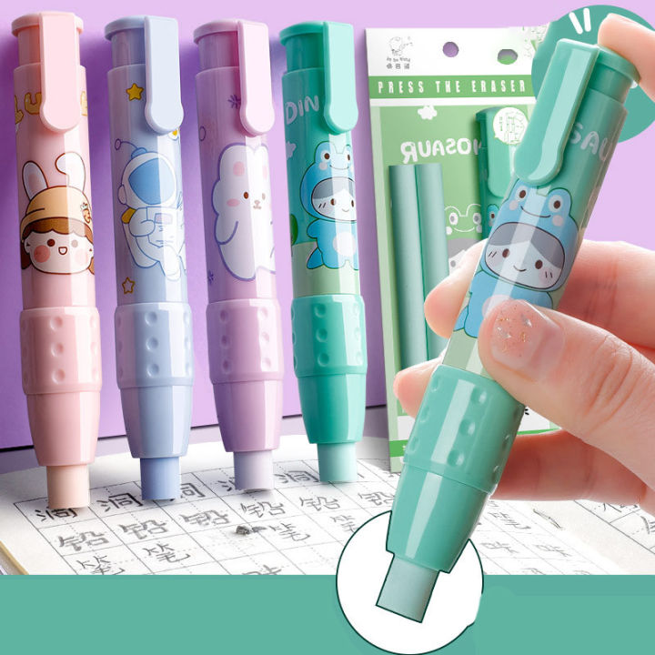 Erasers Retractable Press Pencil Rubber Correction Supplies School Stationery MJ