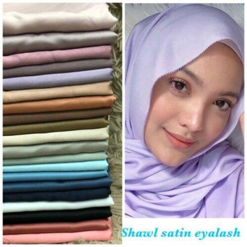 HERNES SATIN EYELASH PASTEL COLOR EXCLUSIVE SHAWL MURAH SHAWL SATIN