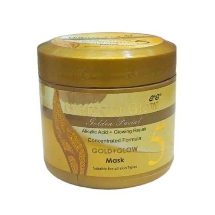 Glamour Glow 24K Gold Whitening Facial Mask Jar 500 Grams Best Quality