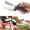 Best Quality 2 in 1 Clever Cutter Food Chopper Kitchen Scissors Smart Kitchen Shears Vegetable Slicer Dicer with Cutting Board. 