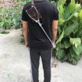 Adjustable Antique Walking Leather seat Stick | Folding Chairs. 