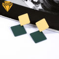 2Pairs Women Fashion Color Block Geometric Square Drop Stud Earrings Jewelry. 